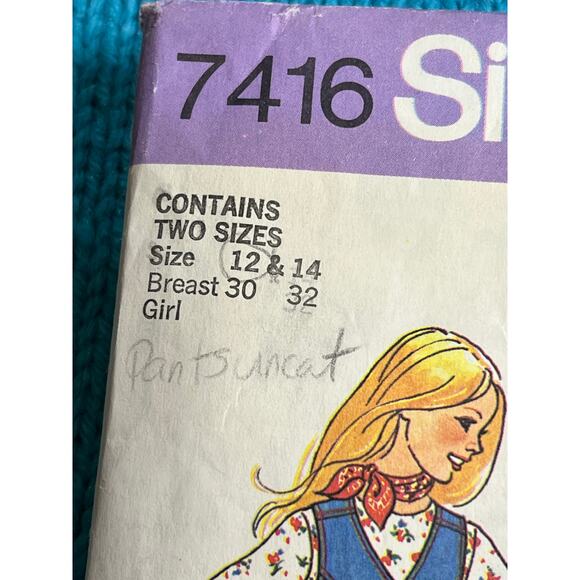 Simplicity 7416 Sewing pattern girls vest wide leg pant and aline skirt size 12 - Picture 2 of 5